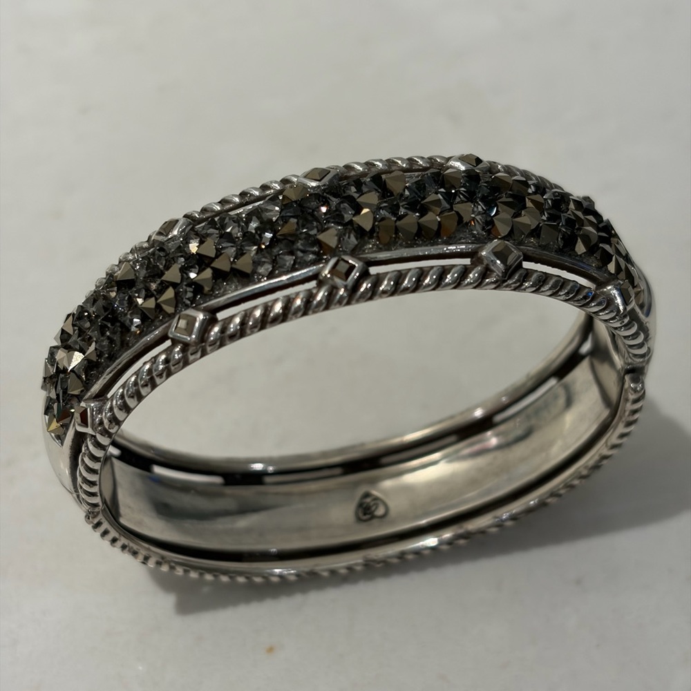 Brighton Silver-Tone Bracelet with Black Crystal Pavé